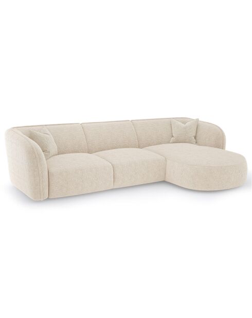 Jules Velours rechtes Ecksofa mit cremefarbenen Mustern - 278x160x70 cm