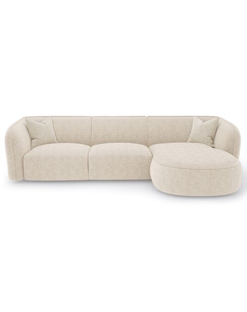 Jules Velours rechtes Ecksofa mit cremefarbenen Mustern - 278x160x70 cm