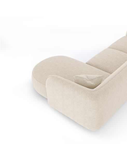 Canapé d'angle droit Jules Velours à motifs crème - 278x160x70 cm