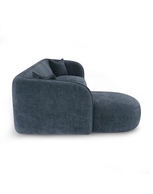 Canapé d'angle gauche Jules Velours gaufré bleu minéral - 278x160x70 cm