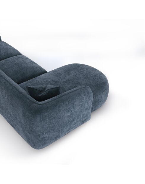 Jules Velours linkes Ecksofa aus mineralblauem, geprägtem Samt — 278 x 160 x 70 cm