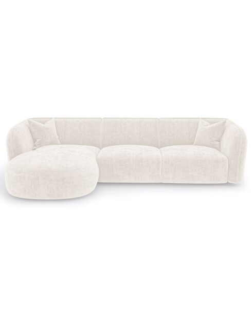 Jules Velours linkes Ecksofa aus cremefarbenem, geprägtem Samt — 278 x 160 x 70 cm