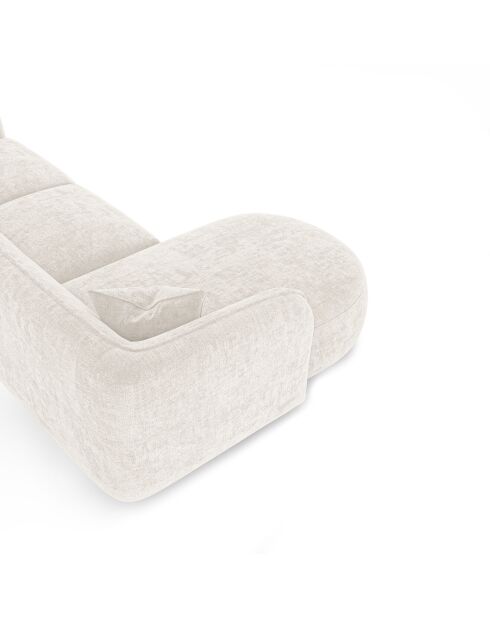 Jules Velours linkes Ecksofa aus cremefarbenem, geprägtem Samt — 278 x 160 x 70 cm
