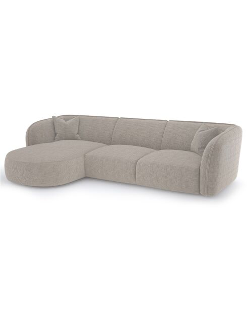 Canapé d'angle gauche Jules Velours à motifs beige - 278x160x70 cm