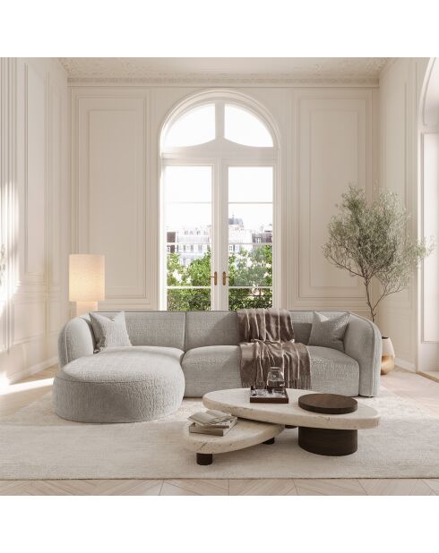 Canapé d'angle gauche Jules Velours à motifs beige - 278x160x70 cm