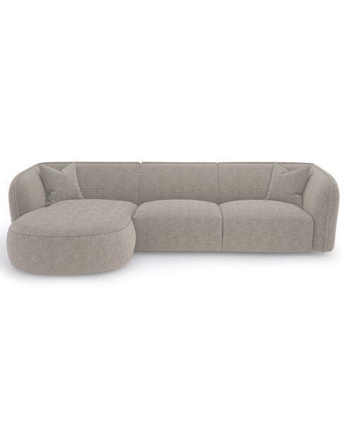 Canapé d'angle gauche Jules Velours à motifs beige - 278x160x70 cm