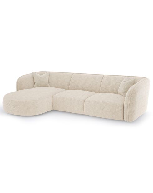 Jules Velours linkes Ecksofa mit cremefarbenen Mustern - 278x160x70 cm