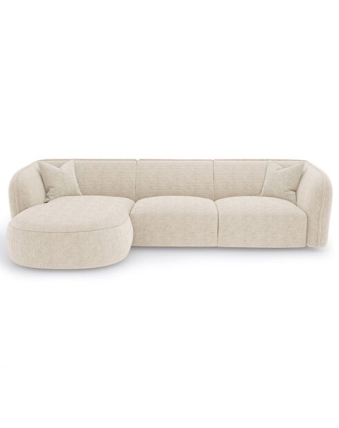 Jules Velours linkes Ecksofa mit cremefarbenen Mustern - 278x160x70 cm