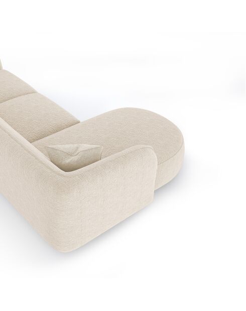 Canapé d'angle gauche Jules Velours à motifs crème - 278x160x70 cm