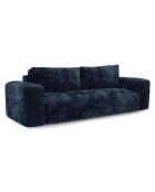 Canapé convertible avec coffre finition noyer Kay Velours éléphant bleu nuit - 260x100x83 cm