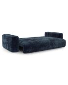Canapé convertible avec coffre finition noyer Kay Velours éléphant bleu nuit - 260x100x83 cm