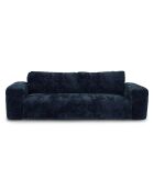 Canapé convertible avec coffre finition noyer Kay Velours éléphant bleu nuit - 260x100x83 cm