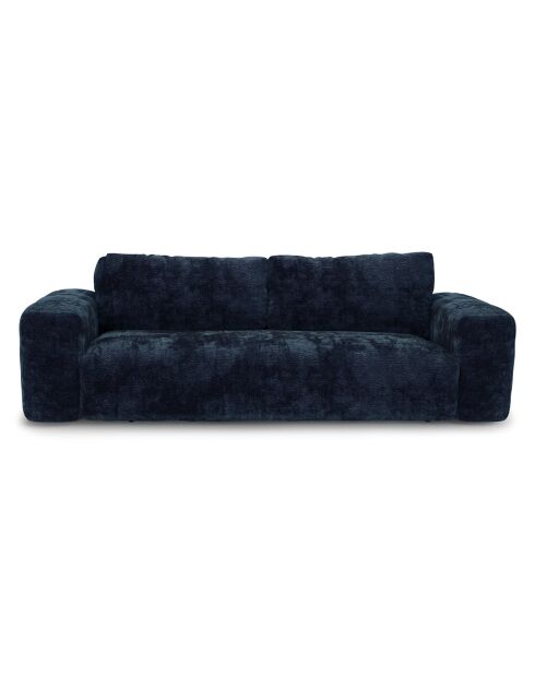 Canapé convertible avec coffre finition noyer Kay Velours éléphant bleu nuit - 260x100x83 cm