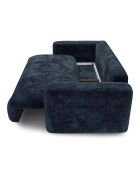 Canapé convertible avec coffre finition noyer Kay Velours éléphant bleu nuit - 260x100x83 cm