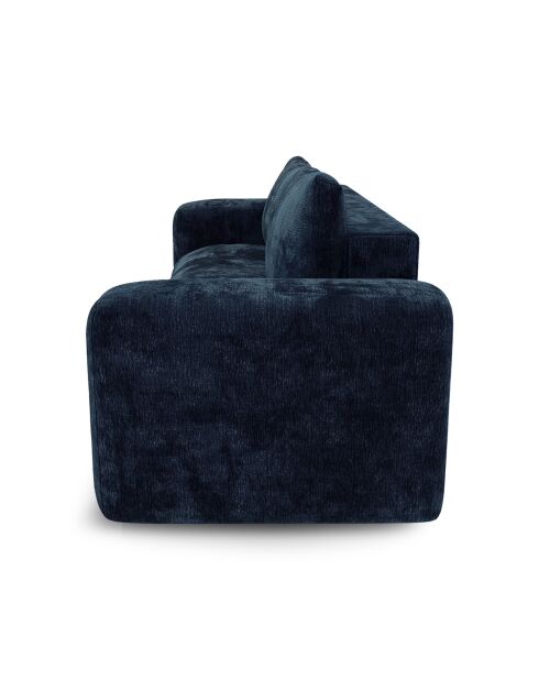 Canapé convertible avec coffre finition noyer Kay Velours éléphant bleu nuit - 260x100x83 cm