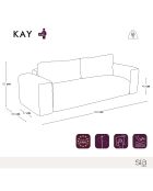 Canapé convertible avec coffre finition noyer Kay Velours éléphant bleu nuit - 260x100x83 cm