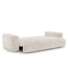 Canapé convertible avec coffre finition noyer Kay Velours gaufré crème - 260x100x83 cm