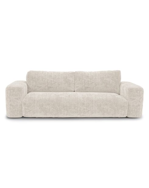 Canapé convertible avec coffre finition noyer Kay Velours gaufré crème - 260x100x83 cm