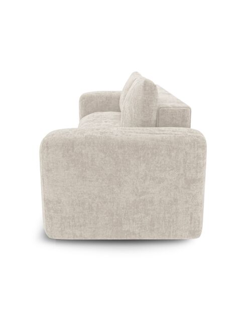 Canapé convertible avec coffre finition noyer Kay Velours gaufré crème - 260x100x83 cm