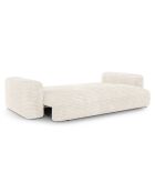 Canapé convertible avec coffre finition noyer Kay Velours côtelé XXL crème - 260x100x83 cm