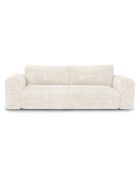 Canapé convertible avec coffre finition noyer Kay Velours côtelé XXL crème - 260x100x83 cm