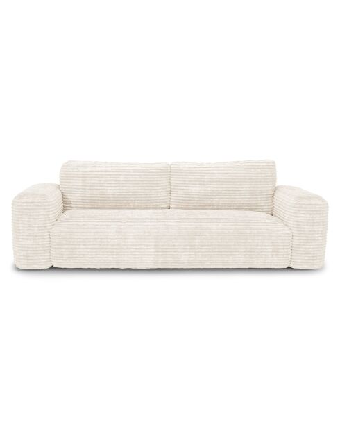 Canapé convertible avec coffre finition noyer Kay Velours côtelé XXL crème - 260x100x83 cm