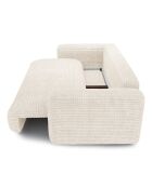 Canapé convertible avec coffre finition noyer Kay Velours côtelé XXL crème - 260x100x83 cm