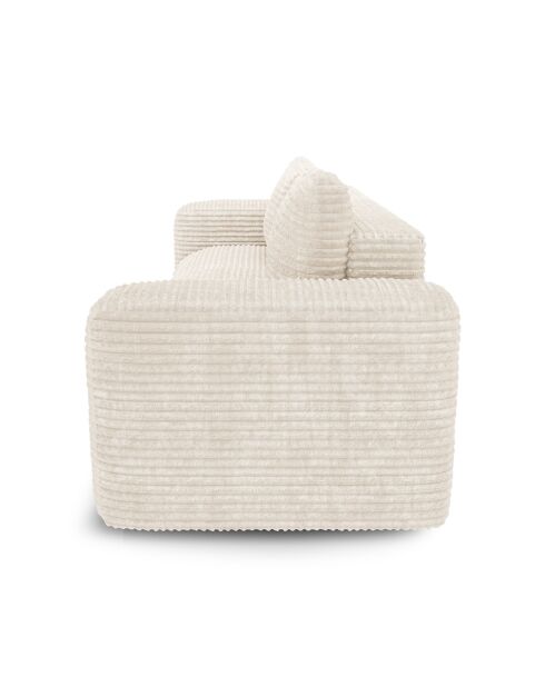 Canapé convertible avec coffre finition noyer Kay Velours côtelé XXL crème - 260x100x83 cm