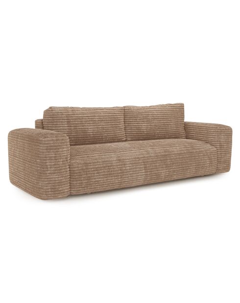 Canapé convertible avec coffre finition noyer Kay Velours côtelé XXL taupe - 260x100x83 cm