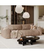 Canapé convertible avec coffre finition noyer Kay Velours côtelé XXL taupe - 260x100x83 cm