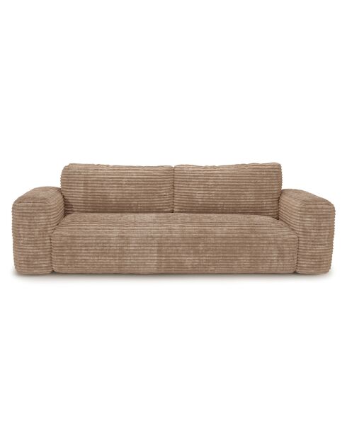 Canapé convertible avec coffre finition noyer Kay Velours côtelé XXL taupe - 260x100x83 cm