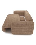 Canapé convertible avec coffre finition noyer Kay Velours côtelé XXL taupe - 260x100x83 cm