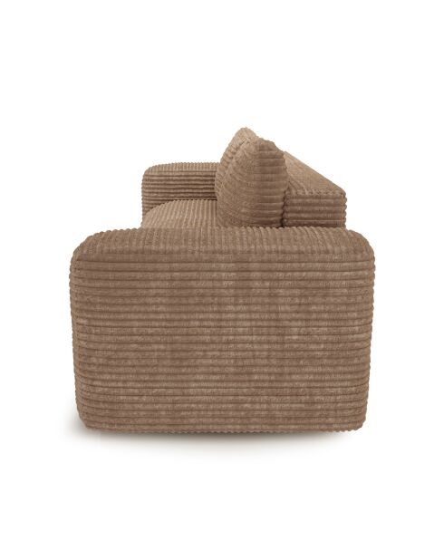 Canapé convertible avec coffre finition noyer Kay Velours côtelé XXL taupe - 260x100x83 cm