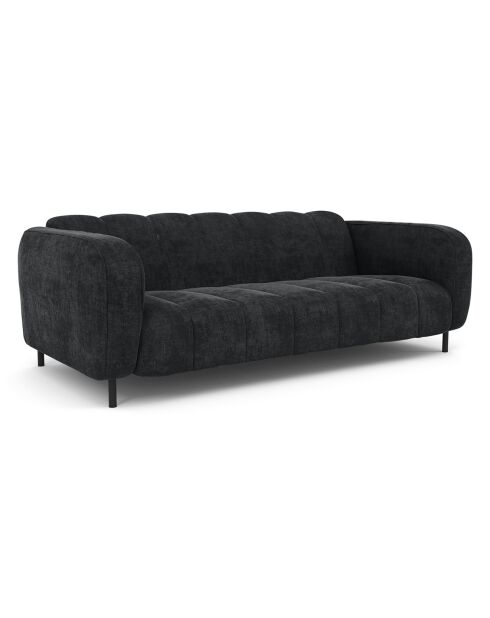 Canapé 3 places Lola Velours anthracite foncé - 202x99x75 cm