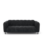 Canapé 3 places Lola Velours anthracite foncé - 202x99x75 cm