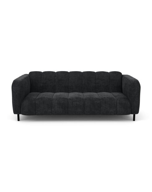 Canapé 3 places Lola Velours anthracite foncé - 202x99x75 cm