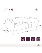 Canapé 3 places Lola Velours anthracite foncé - 202x99x75 cm