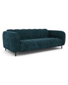 Canapé 3 places Lola Velours bleu paon - 202x99x75 cm