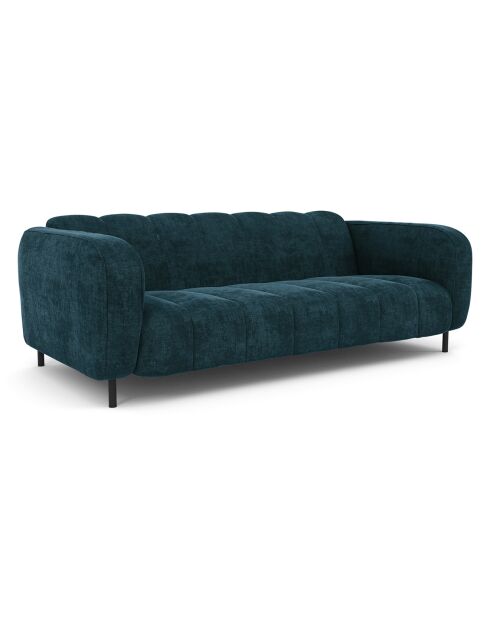 Canapé 3 places Lola Velours bleu paon - 202x99x75 cm