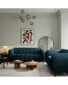 Canapé 3 places Lola Velours bleu paon - 202x99x75 cm