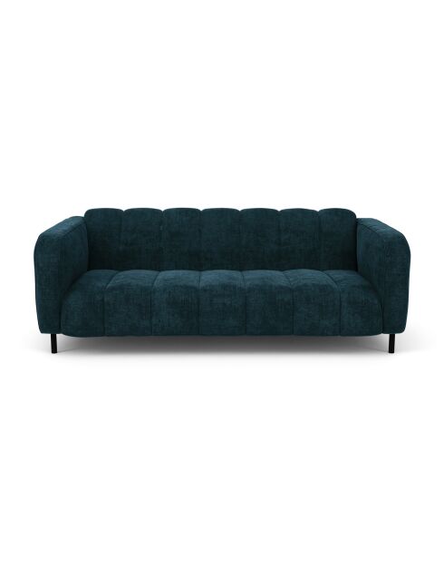 Canapé 3 places Lola Velours bleu paon - 202x99x75 cm
