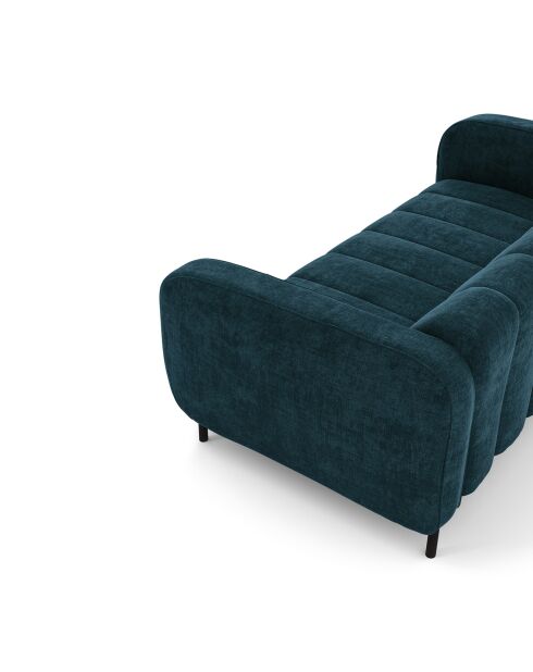 Canapé 3 places Lola Velours bleu paon - 202x99x75 cm