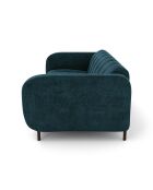 Canapé 3 places Lola Velours bleu paon - 202x99x75 cm