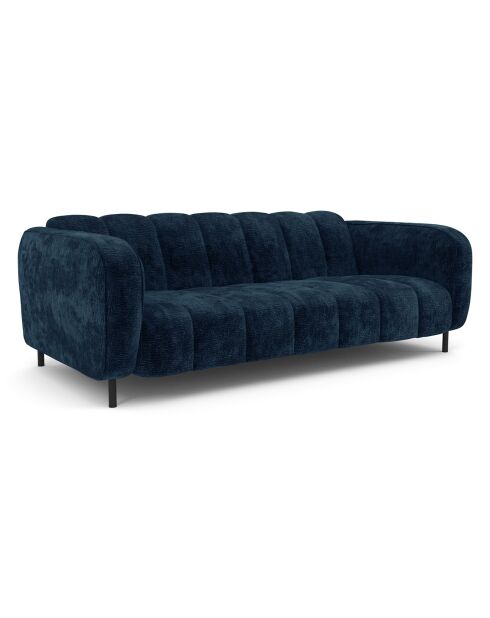 Canapé 3 places Lola Velours éléphant bleu nuit - 202x99x75 cm