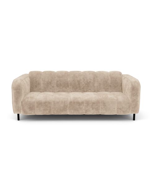 Canapé 3 places Lola Velours éléphant taupe - 202x99x75 cm