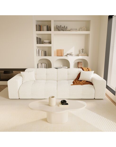 Matis 4-zitsbank crèmekleurige stof Bouclette - 230x92x85 cm