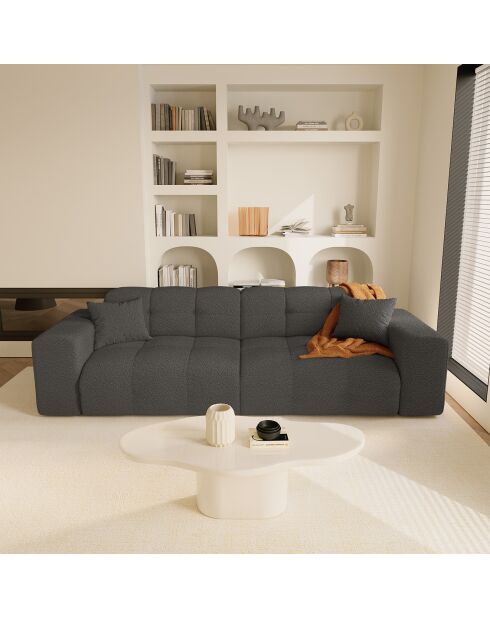 Matis 4-Sitzer-Sofa Graphitgrauer Bouclette-Stoff - 230x92x85 cm
