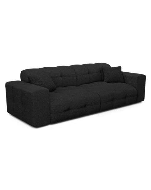 Divano Matis a 4 posti in tessuto bouclette nero - 230x92x85 cm