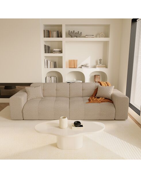 Matis 4-Sitzer-Sofa aus Stoff Bouclette in Taupe - 230x92x85 cm