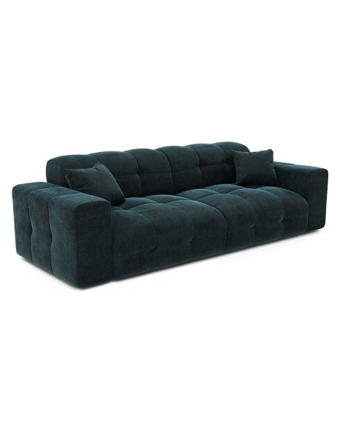 Canapé 4 places Matis Velours bleu paon - 230x92x85 cm